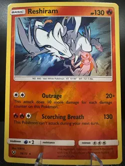 Reshiram 14/73 Shining Legends Pokemon Reverse Holo Near Mint - Image 1