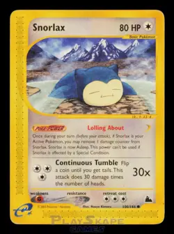 Pokemon Card Snorlax 100/144 Skyridge Common Vintage WOTC LP 2003 - Image 1