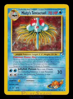 Pokemon Card Misty's Tentacruel 10/132 Gym Heroes Vintage WOTC Holo Rare MP - Image 1