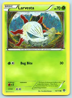 Larvesta 14/114 Steam Siege Pokemon NM - Image 1