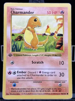 CHARMANDER Pokemon Card - WOTC 1st Edition Base Set Shadowless 46/102 Regular MP - Image 3