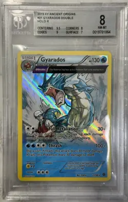 2015 Pokemon XY Ancient Origins Gyarados Double Holo #21/98 BGS 8 NM-MT - Image 1