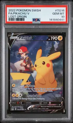 Pikachu v TG16/TG30 Lost Origin Trainer Gallery Rare Holo Pokemon Card PSA 10 - Image 1