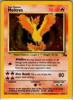 Moltres 12/62 Holo Fossil - Pokemon Card - NM - Image 1