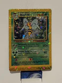 Beedrill 17/102 Base Set Vending Sticker Holo Prism Pokemon Card - Image 1