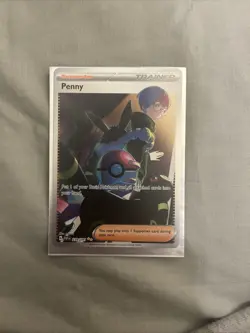 Pokemon TCG Penny Trainer Paldean Fates Special Illustration Rare Card 239/091 - Image 1