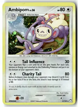 Pokemon Card Ambipom LP Mysterious Treasures Holo Rare 3/123 - Image 1