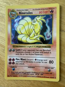 Ninetales 12/102 Base Set (Shadowless) Holo Rare Unlimited English 80 HP - Image 1
