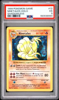 VINTAGE POKEMON - Ninetales 012/102 Base Set (Shadowless) Holo - PSA 5 - Image 1