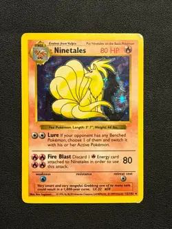 Shadowless Ninetales 012/102 Pokemon Base Set Holo Vintage MP - Image 1