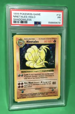 PSA 1 PR Ninetales Base Set Shadowless Holo Rare #12 Vintage 1999 Pokemon TCG - Image 1