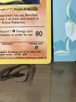 Wizards of the Coast Base Set Shadowless 1999 Ninetales 12/102 Holo Rare 80 HP - Image 2