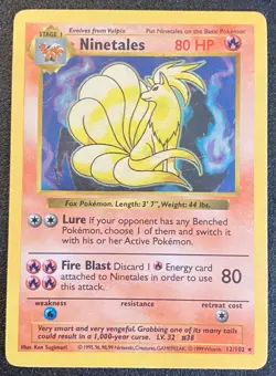 Ninetales 12/102 Base Set shadowless (1999) Vintage WOTC Holo Rare - MP/HP - Image 1