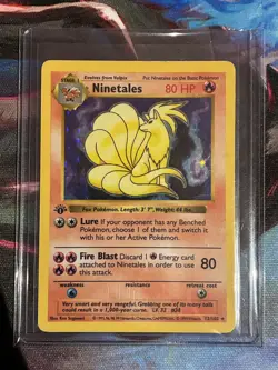 Pokemon TCG Ninetales Base Set Holo 1st Edition Shadowless Rare Thick Stamp - Image 1