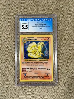 Pokemon TCG Ninetales Base Set Holo Rare Blue Label CGC 5.5 Shadowless - Image 1