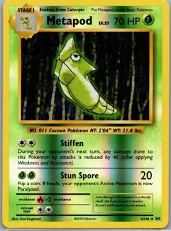 Metapod 4/108 Uncommon Evolutions Pokemon Reverse Holo Near Mint - Image 1