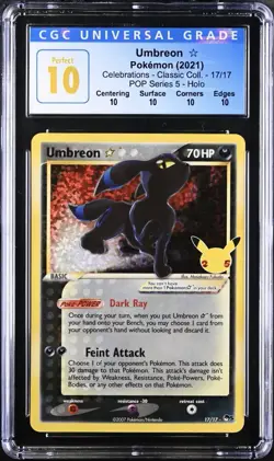 Pokemon CGC 10 Perfect Umbreon Gold Star Celebrations (POP Series 5) - Image 1