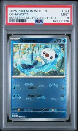 2025 Pokemon WHT EN - Oshawott 021 - Master Ball Reverse Holo 021/086 - PSA 9 - Image 1
