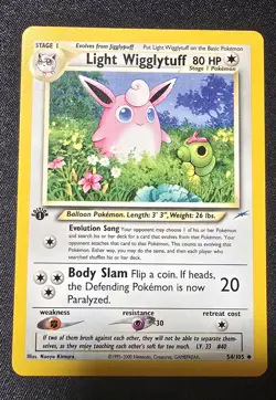 Pokemon Neo Destiny 1st Edition Light Wigglytuff 54/105 Moderately Played WOTC - Image 1