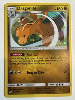 Pokemon Company Pokemon TCG Dragonite 119/181 SM Team Up Holo Rare - Image 1