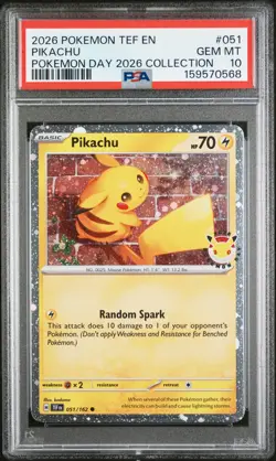 2026 POKEMON TEF EN-TEMPORAL FORCES POKEMON DAY 2026 COLLECTION PIKACHU PSA 10 - Image 1