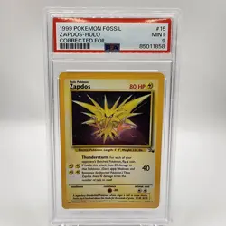 PSA 9 - Pokemon TCG Zapdos Holo Rare Fossil Set - #15 Corrected Foil - Graded - Image 2