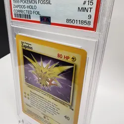 PSA 9 - Pokemon TCG Zapdos Holo Rare Fossil Set - #15 Corrected Foil - Graded - Image 4