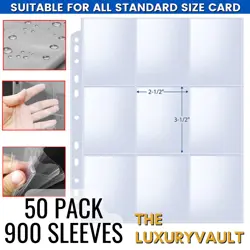 900 Pockets Card Sleeves Binder Sheets 50 Pages for 3 Ring Album baseball TCG - Image 2