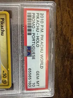 2010 POKEMON WORLD COLLECTION PORTUGUESE PIKACHU HOLO PSA 10 GEM MINT - Image 4