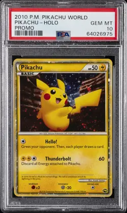 2010 POKEMON WORLD COLLECTION PIKACHU-HOLO PSA 10 - Image 1