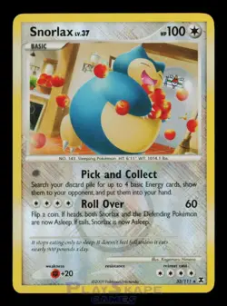 Pokemon Card Snorlax 33/111 League Promo Reverse Holo Rising Rivals LP 2009 - Image 1
