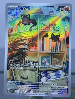 Pokemon TCG Litten 167/162 SV05 Temporal Forces Illustration Rare Full Art Holo - Image 1