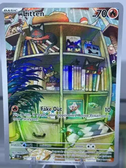 Pokemon TCG Litten 167/162 SV05 Temporal Forces Illustration Rare Full Art Holo - Image 2