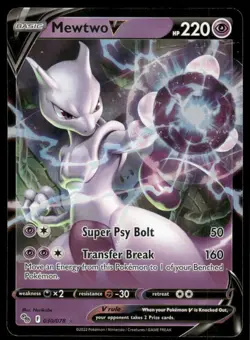 Pokemon Cards Mewtwo V 030/078 Holo Pokemon GO Holo V Rare NM - Image 1