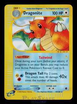 Pokemon Card Dragonite 43/165 Expedition Base Set Reverse Holo Rare Foil LP 2002 - Image 1
