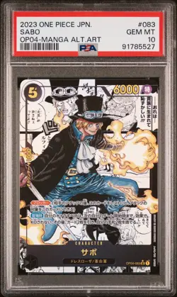 One Piece PSA 10 Sabo #OP04-083 Kingdoms of Intrigue Manga Alt Art 2023 Japanese - Image 2