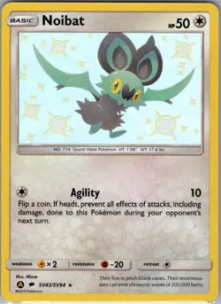 Noibat - SV43/SV94 - Pokemon Hidden Fates Sun & Moon Shiny Rare Card NM - Image 1