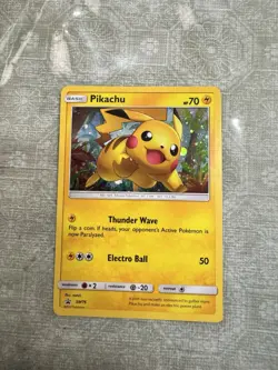 Pokemon TCG NM Pikachu Promo Card SM76 SM Holo Black Star - Image 1
