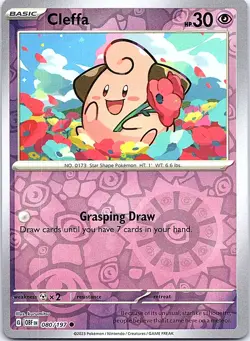 Cleffa Obsidian Flames 080/197 Common Pokemon Reverse Holo NM Pokemon Card - Image 1