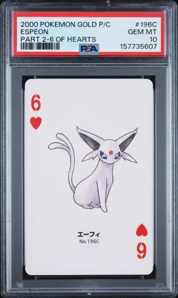 2000 POKEMON GOLD VERSION PART 2 PLAYING CARDS 6 OF HEARTS #196C ESPEON PSA 10 - Image 1