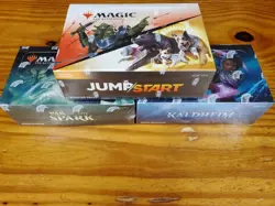 MTG Sealed Booster Box Lot Of 3 Jumpstart, War of the Spark, Kaldheim - Image 1