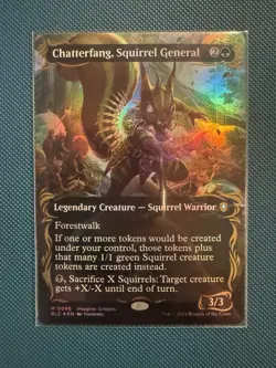 Chatterfang, Squirrel General (Borderless) (Raised Foil) : Bloomburrow Foil - Image 1