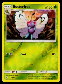 Butterfree - 3/68 NM Rare Hidden Fates Pokemon Reverse Holo - Image 1