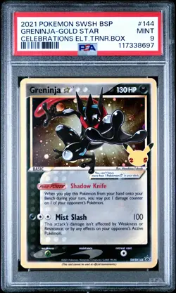 2021 POKEMON SWSH BLACK STAR PROMO #144 GRENINJA-GOLD STAR PSA 9 - Image 1