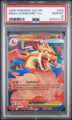 2026 Pokemon Ascended Heroes MEGA CHARIZARD Y EX 022/217 Double Rare PSA 10 - Image 1