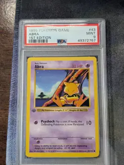 Pokemon 1999 Abra Base Set 1st Edition Shadowless PSA 9 MINT - Image 1