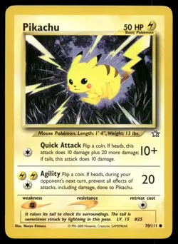 Pikachu 70/111 Common Neo Genesis Pokemon Unlimited Lightly Played - Image 1