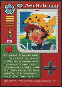 topps Pokemon TV Animation Edition Series 1 Non Holo TV1 Ash Ketchum Red Logo - Image 2