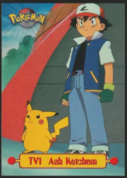 topps Pokemon TV Animation Edition Series 1 Non Holo TV1 Ash Ketchum Green Logo - Image 1