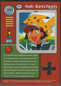 topps Pokemon TV Animation Edition Series 1 Non Holo TV1 Ash Ketchum Blue Logo - Image 2